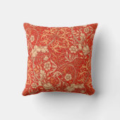 アールヌーボーの海藻花柄、深い珊瑚のオレンジ クッション (裏面)