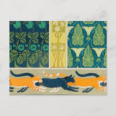 アールヌーボーの猫および花 ポストカード (正面)