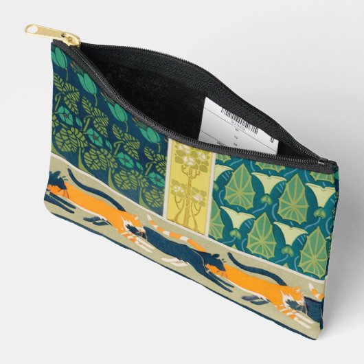 アールヌーボーの猫と花 アクセサリーポーチ (見開き)