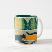 アールヌーボーの猫と花 ツートーンマグカップ (正面右)