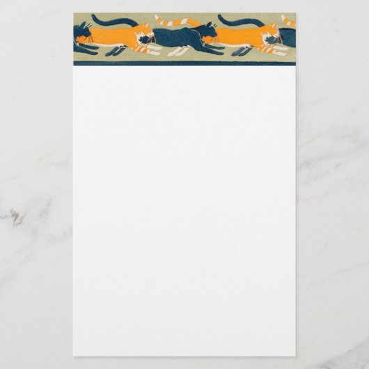 アールヌーボーの猫と花 便箋 (正面)