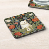 アールヌーボーの白猫 コースター (左側)