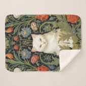 アールヌーボーの白猫 シェルパブランケット (正面(横))