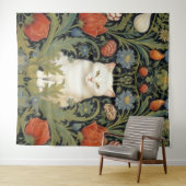 アールヌーボーの白猫 タペストリー (インサイチュ(横))