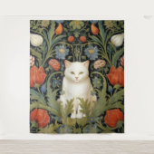 アールヌーボーの白猫 タペストリー (正面)