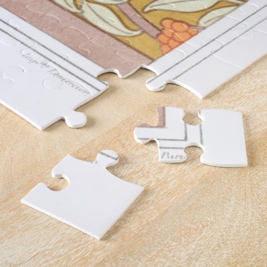 アールヌーボーの秋の木々と鹿のヴェルヌイユ ジグソーパズル (側面)