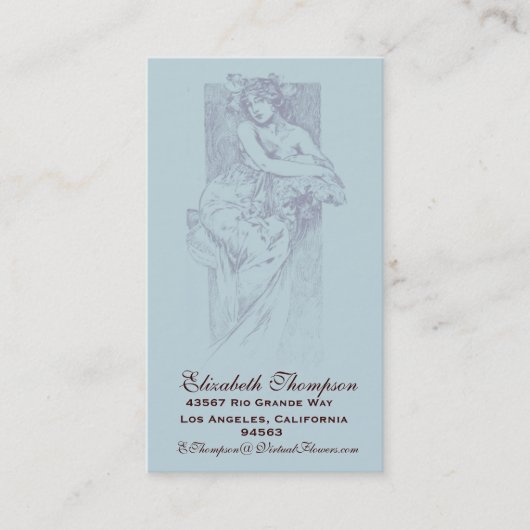 アールヌーボーの美しいビジネスか名刺 名刺 (正面)
