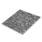 アールヌーボーの花のダマスク織、銀製灰色/灰色 タイル (側面)