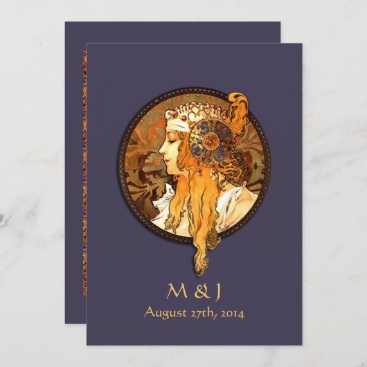 アールヌーボーの花嫁の結婚式招待状 招待状 (正面/裏面)