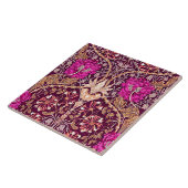 アールヌーボーの花柄、プラム、ベージュおよび濃紫色 タイル (側面)