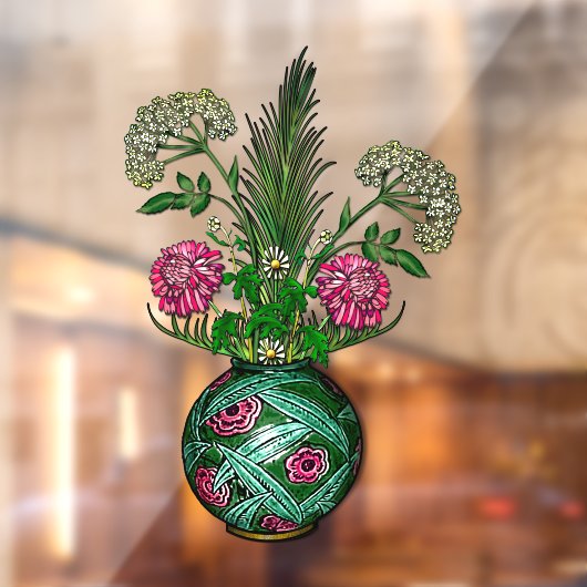 アールヌーボーの花瓶と花 ウィンドウサイン (シート2)