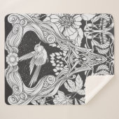 アールヌーボーの花鳥の継ぎ目のないスタイル シェルパブランケット (正面(横))