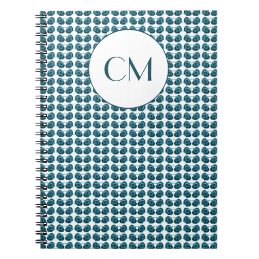 アールヌーボーの花（青） ノートブック (正面)