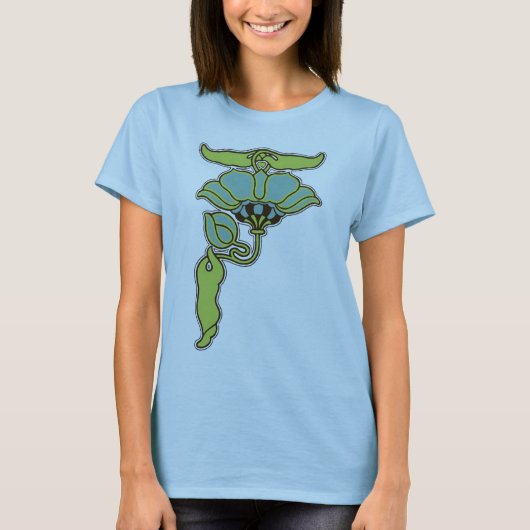 アールヌーボーの花 Tシャツ (正面)