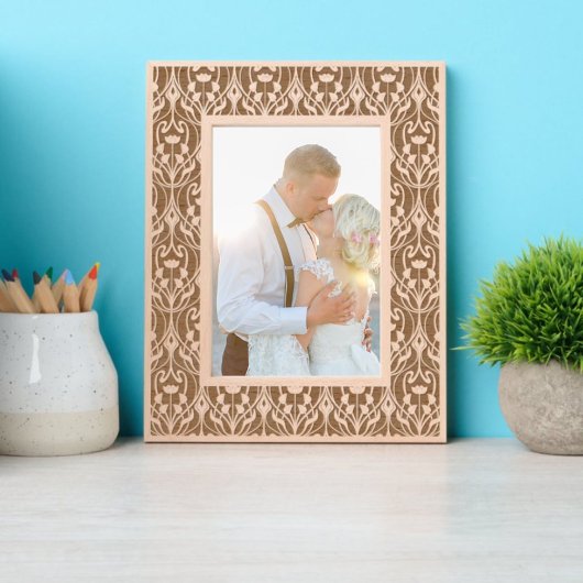 アールヌーボーの葉と花柄 レーザー彫刻フレーム