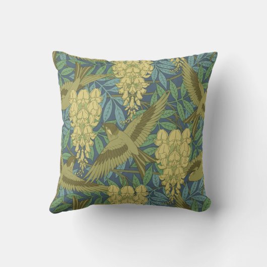 アールヌーボーの藤のデザインの枕 クッション (裏面)