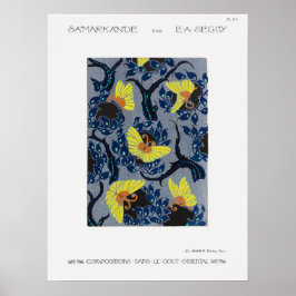 アールヌーボーの蝶のポチョワール模様 ポスター