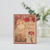 アールヌーボーの赤いアマリリス及び女性ブライダルシャワー 招待状 (スタンド正面)