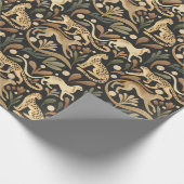 アールヌーボーの野生のネコで、チーターのヒョウの虎 ラッピングペーパー (角)