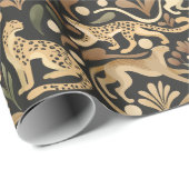 アールヌーボーの野生のネコで、チーターのヒョウの虎 ラッピングペーパー (ロールコーナー)