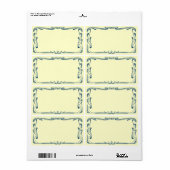 アールヌーボーの青い住所の出荷ラベル ラベル (フルシート)