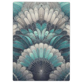 アールヌーボーの青と銀のファン クリップボード (裏面)