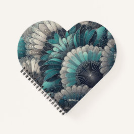 アールヌーボーの青と銀のファン ノートブック