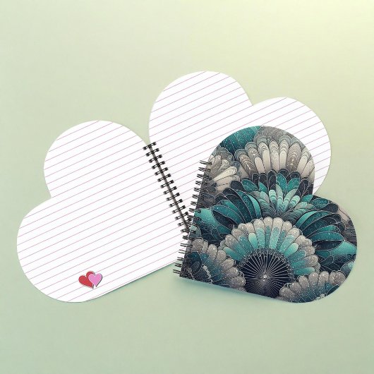 アールヌーボーの青と銀のファン ノートブック