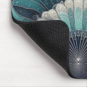 アールヌーボーの青と銀のファン マウスパッド (コーナー)