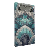 アールヌーボーの青と銀のファン ミニクリップボード (アングル)