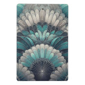 アールヌーボーの青と銀のファン ミニクリップボード (裏面)