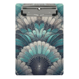 アールヌーボーの青と銀のファン ミニクリップボード