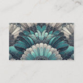 アールヌーボーの青と銀のファン 名刺 (裏面)