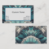 アールヌーボーの青と銀のファン 名刺 (正面/裏面)