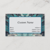 アールヌーボーの青と銀のファン 名刺 (正面)