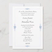 アールヌーボーの青によって組み立てられる結婚式 招待状 (正面)