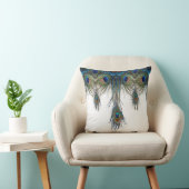 アールヌーボーの青緑色の孔雀は芸術に羽をつけます クッション (椅子)