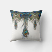 アールヌーボーの青緑色の孔雀は芸術に羽をつけます クッション (裏面)