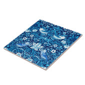 アールヌーボーの鳥および濃紺花のタペストリー タイル (側面)