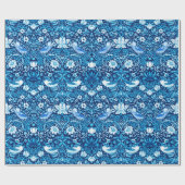 アールヌーボーの鳥および濃紺花のタペストリー ラッピングペーパー (フラット)