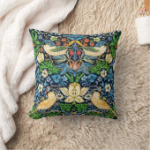 アールヌーボーの鳥および花のタペストリーパターン クッション (ブランケット)