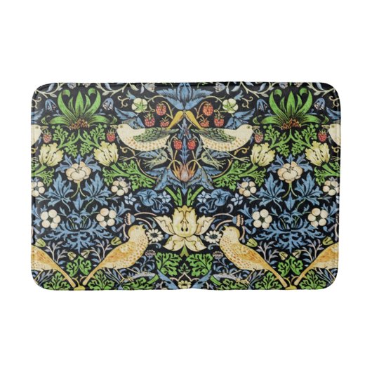 アールヌーボーの鳥および花のタペストリーパターン バスマット (正面)