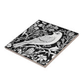 アールヌーボーの鳥が枝に咲き、花は白 タイル (側面)