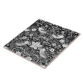 アールヌーボーの鳥及び花のタペストリー、黒及び白 タイル (側面)