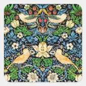 アールヌーボーの鳥花のタペストリー模様 スクエアシール (正面)