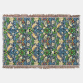 アールヌーボーの鳥花のタペストリー模様 スローブランケット (正面)