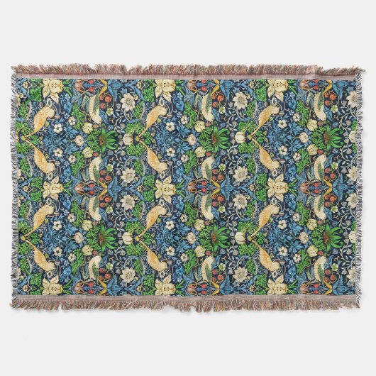 アールヌーボーの鳥花のタペストリー模様 スローブランケット (正面)