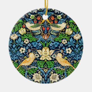 アールヌーボーの鳥花のタペストリー模様 セラミックオーナメント