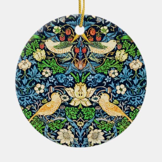 アールヌーボーの鳥花のタペストリー模様 セラミックオーナメント (正面)