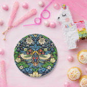 アールヌーボーの鳥花のタペストリー模様 ペーパープレート (パーティー)